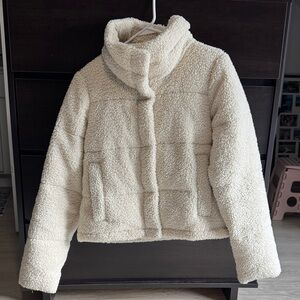 Abercrombie & Fitch Cream Sherpa Puffer Jacket